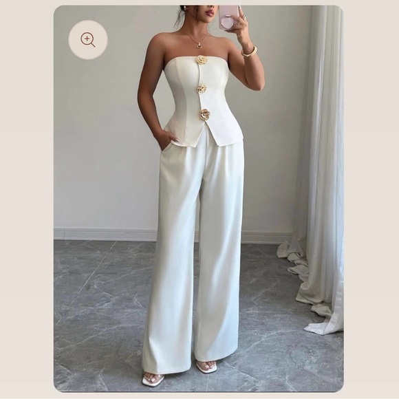 Elegant White Strapless Jumpsuit - Picture 1 of 1